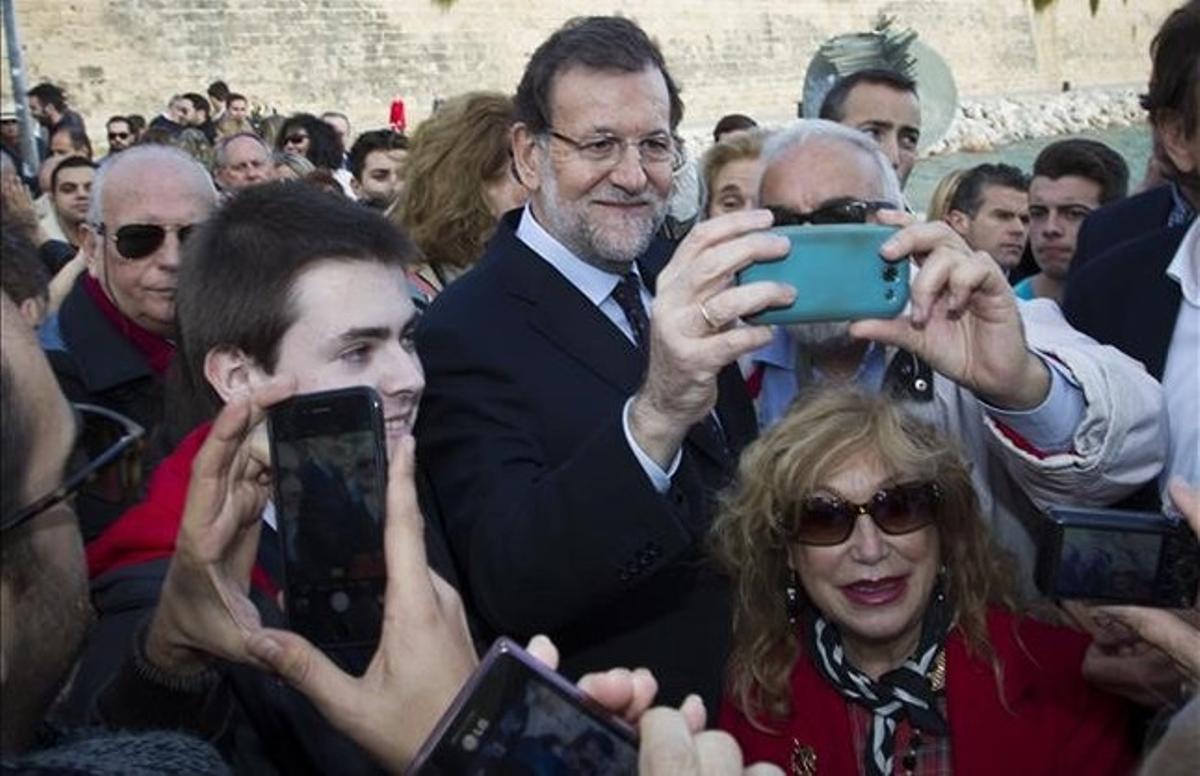 Maiano Rajoy durante un acto electoral en Palma de Mallorca