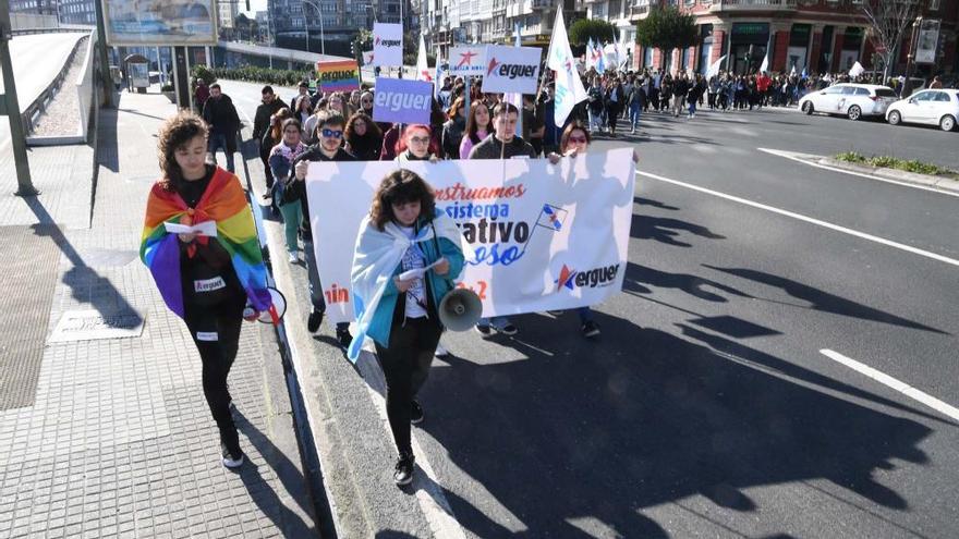 Protesta de estudiantes en A Coruña contra la Lomce