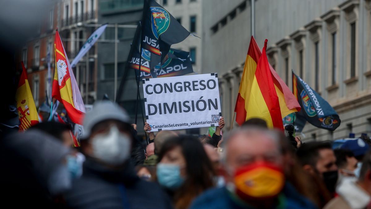 Manifestación contra la reforma de la Ley de Seguridad Ciudadana frente al Congreso de los Diputados.