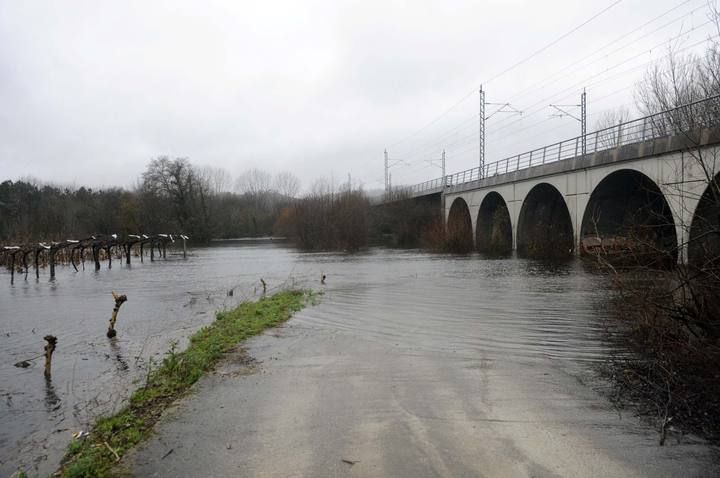 La intensa lluvia provoca la crecida del río Umia