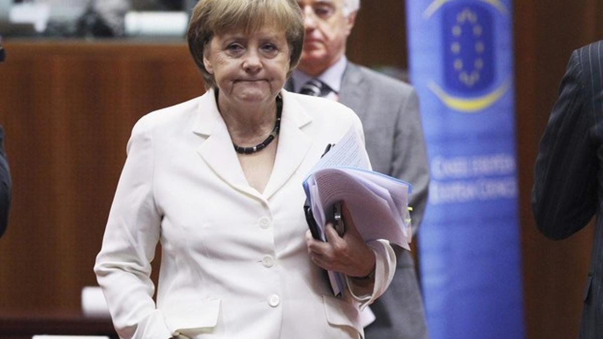Angela Merkel durante la reunión del Eurogrupo.