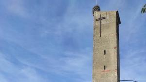 Templo-iglesia de Pajares de la Rivera, pueblo de colonización del franquismo en Cáceres.