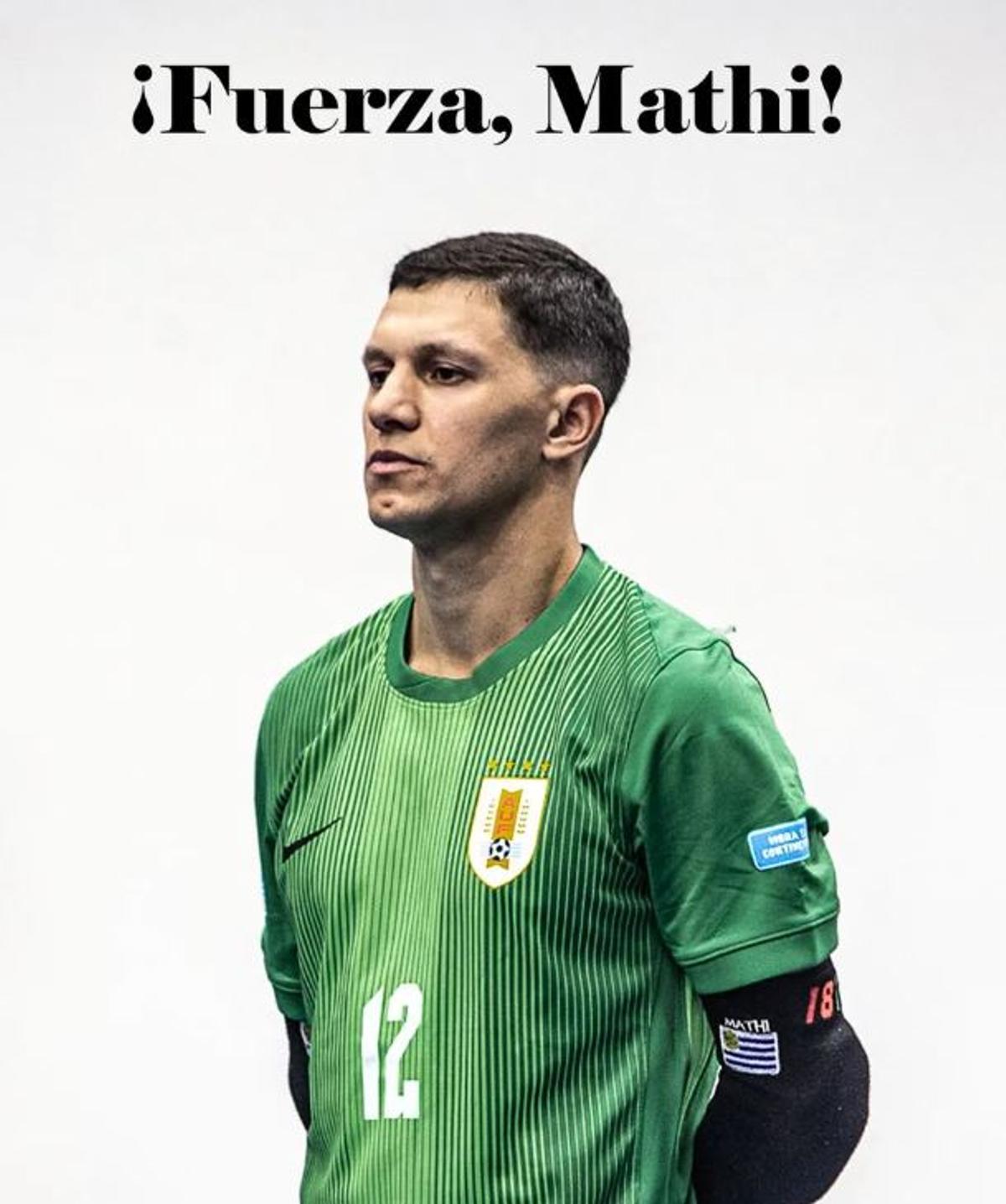 Menssaje de apoyo al portero tras la lesión publicado por la Asociación Uruguaya de Fútbol.