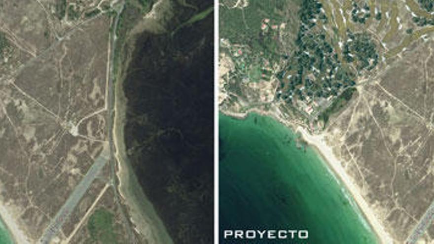 La comparativa entre el estado actual del terreno elegido para el campo de golf y la solución final propuesta.