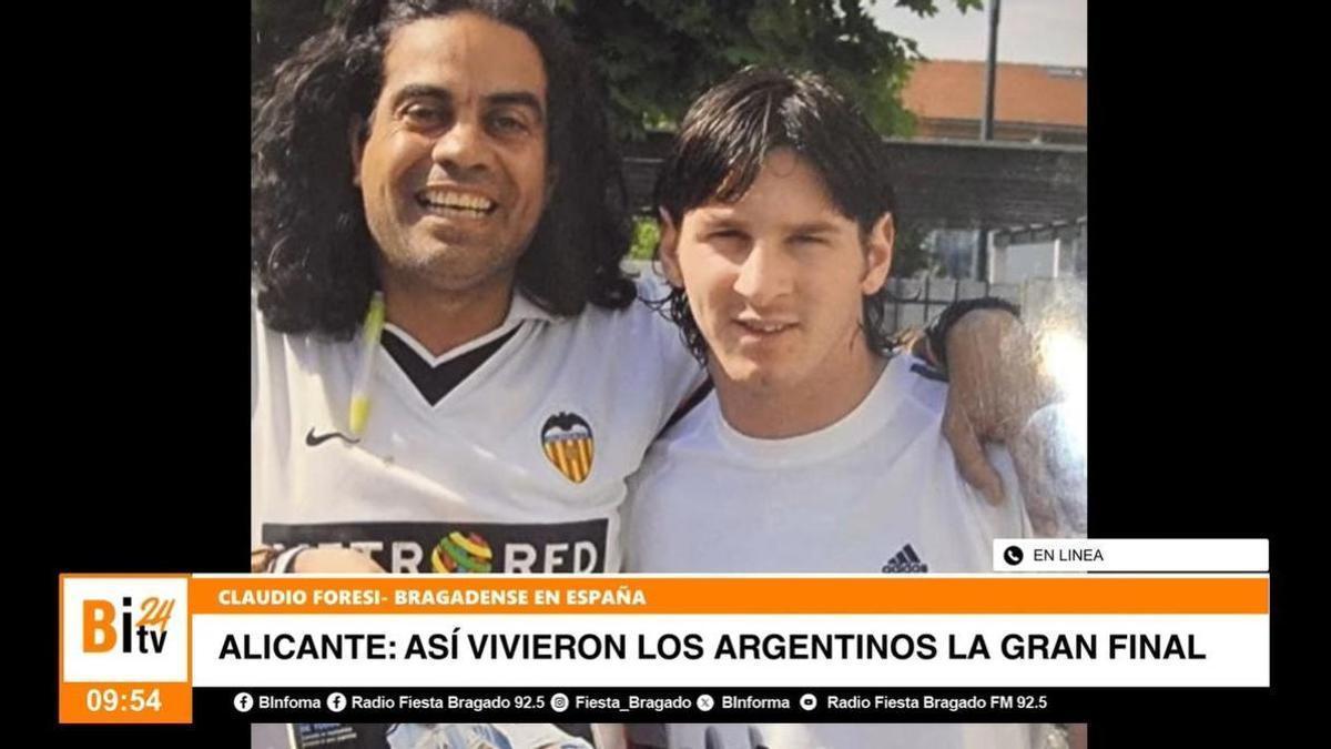 Claudio Foresi y Messi en la imagen que mostró durante su entrevista con Bragado Informa.