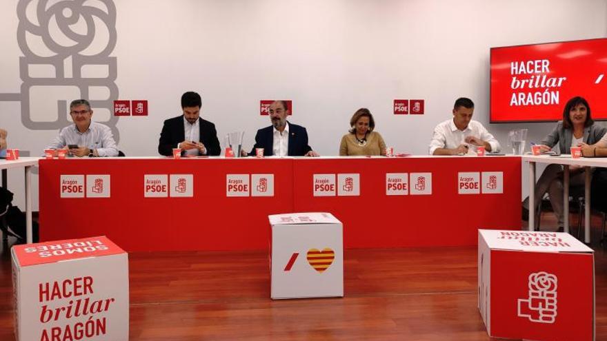 Villagrasa, Lambán y Pérez, en la Ejecutiva Regional del PSOE. | PSOE