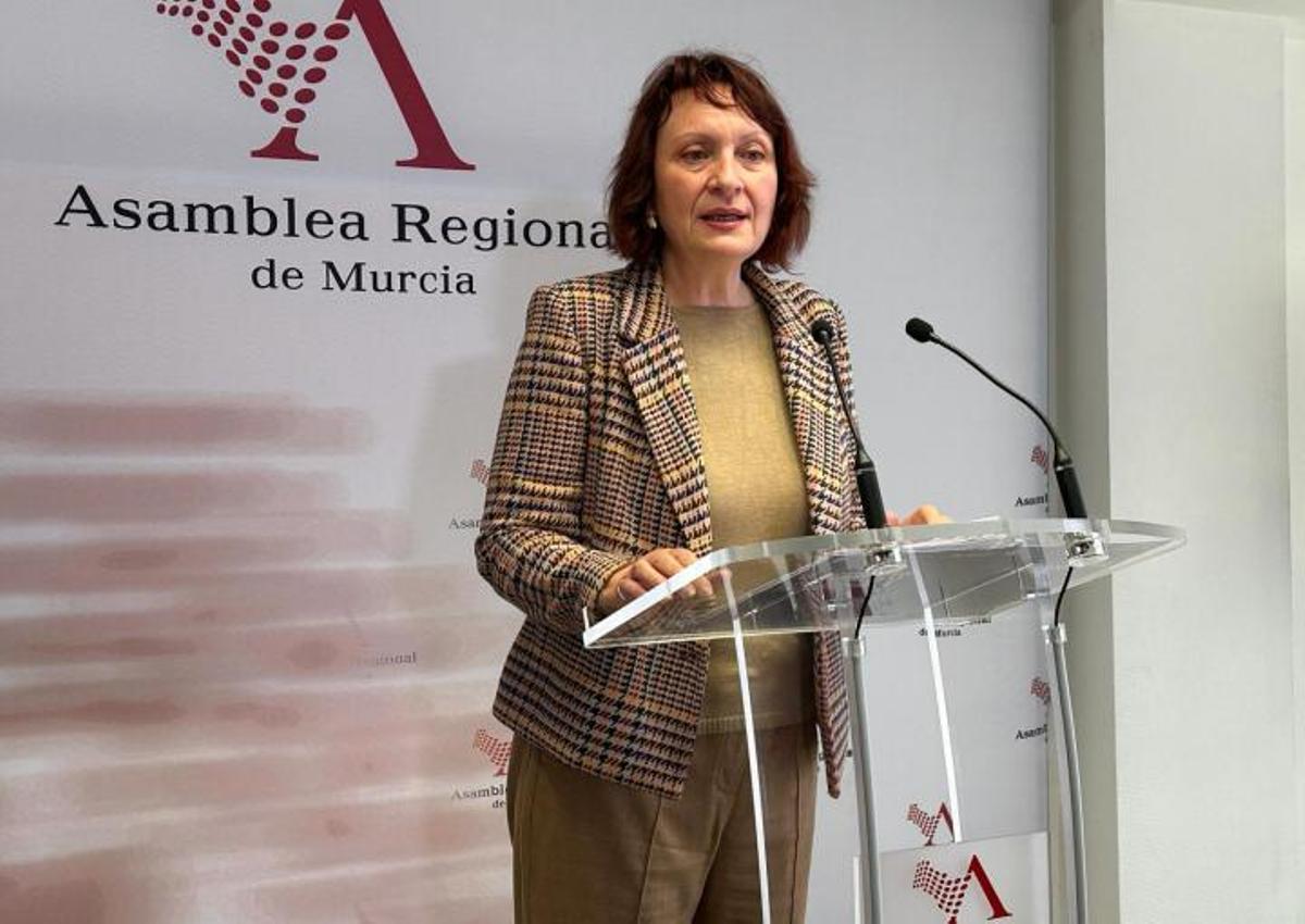 La portavoz de Podemos, María Marín, este lunes en la Asamblea.