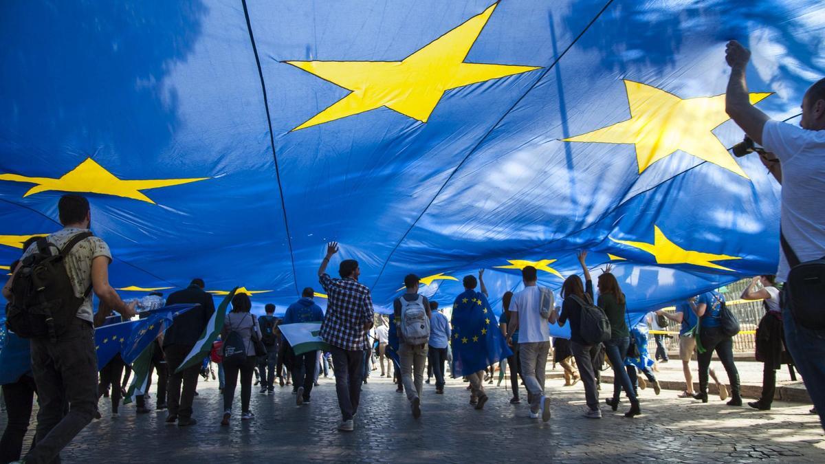 DEFENSORES DE LA UE MARCHAN EN ROMA TRAS CUMBRE DEL ANIVERSARIO DEL TRATADO DE ROMA. 2017