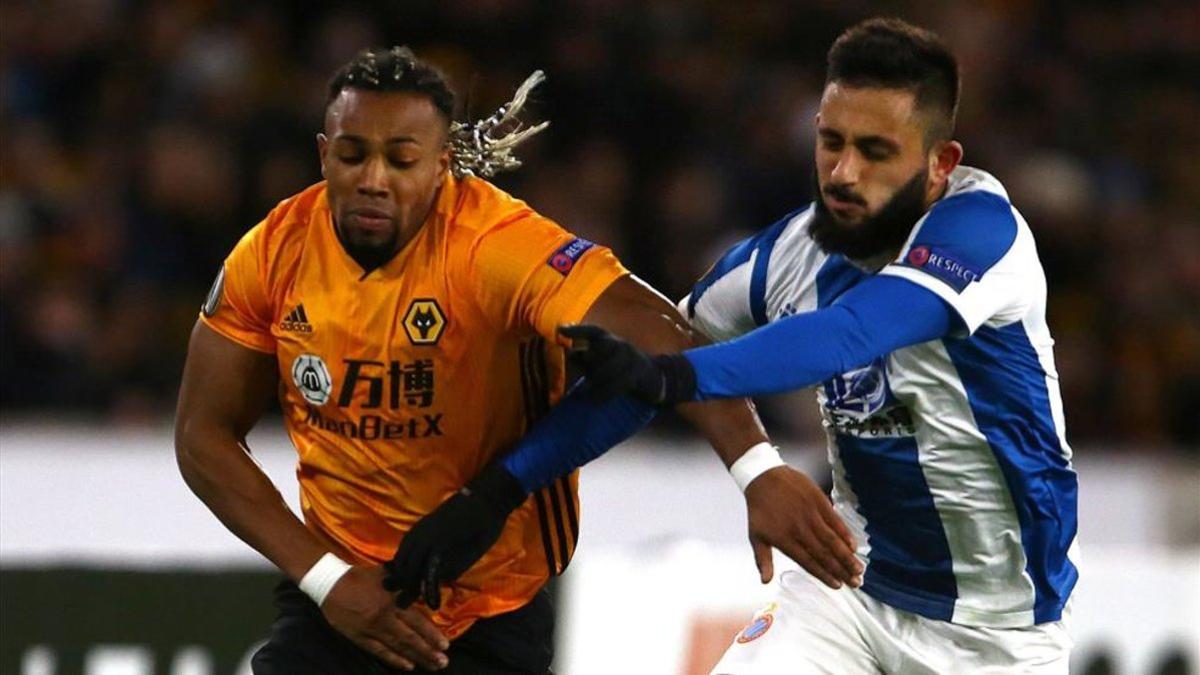 Adama y Vargas, en el Wolverhampton-Espanyol de esta temporada