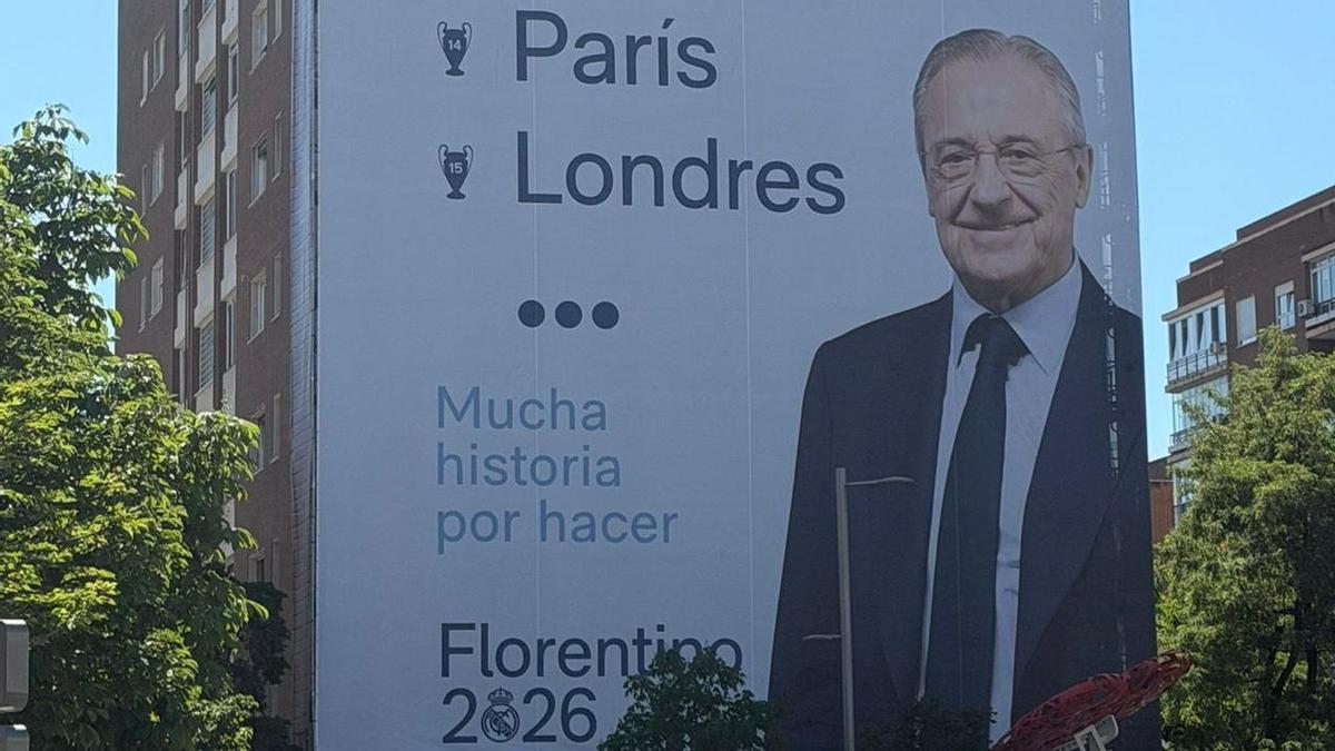 Lona de Florentino Pérez en Madrid