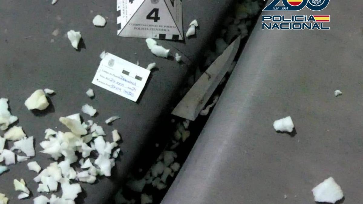 Imagen del cuchillo intervenido por los investigadores.