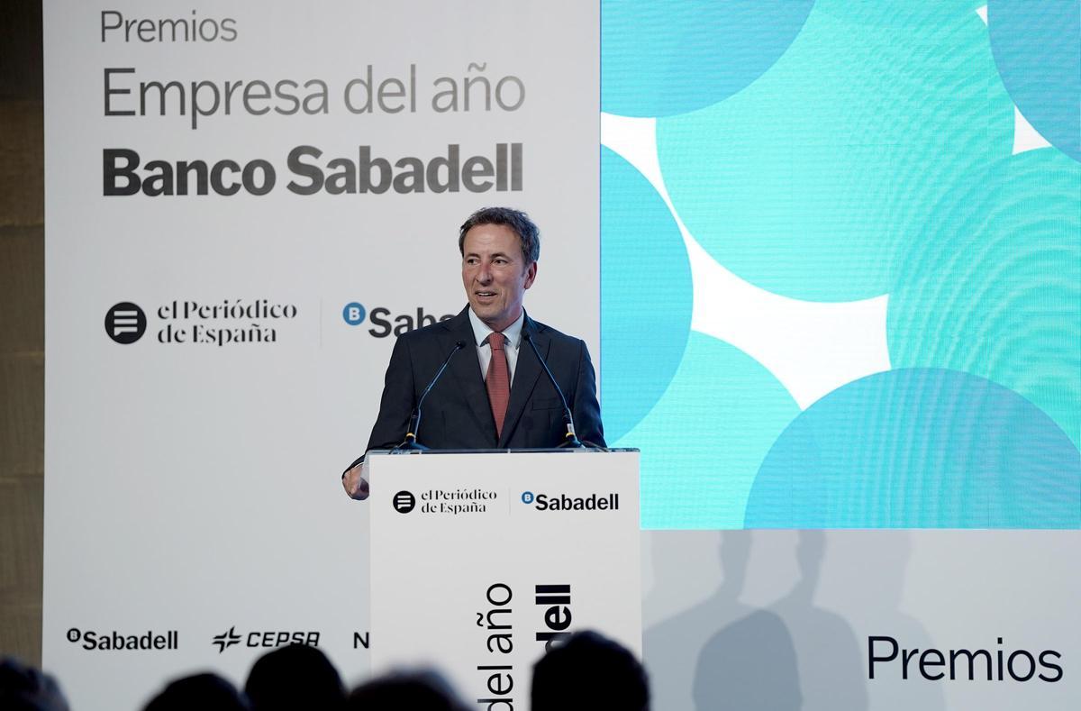 Carlos Ventura, director general y director de Banca de Empresas y Red de Banco Sabadell, durante su discurso en la gala de los Premios Empresa del Año Banco Sabadell.