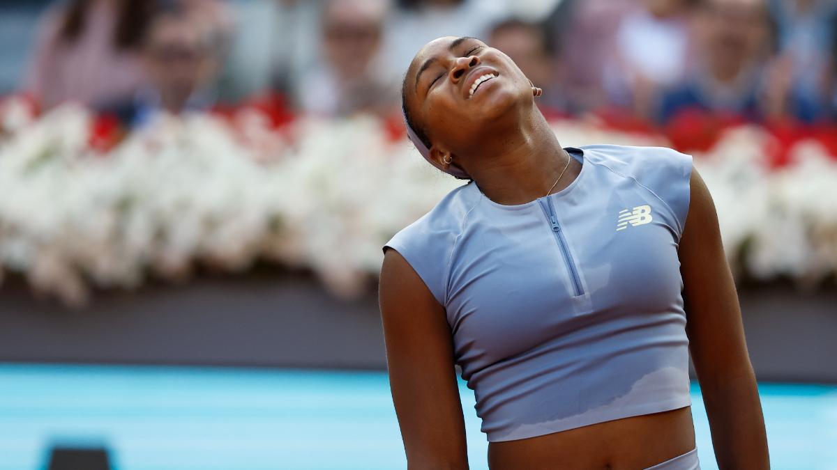 Coco Gauff, lamentándose en la final