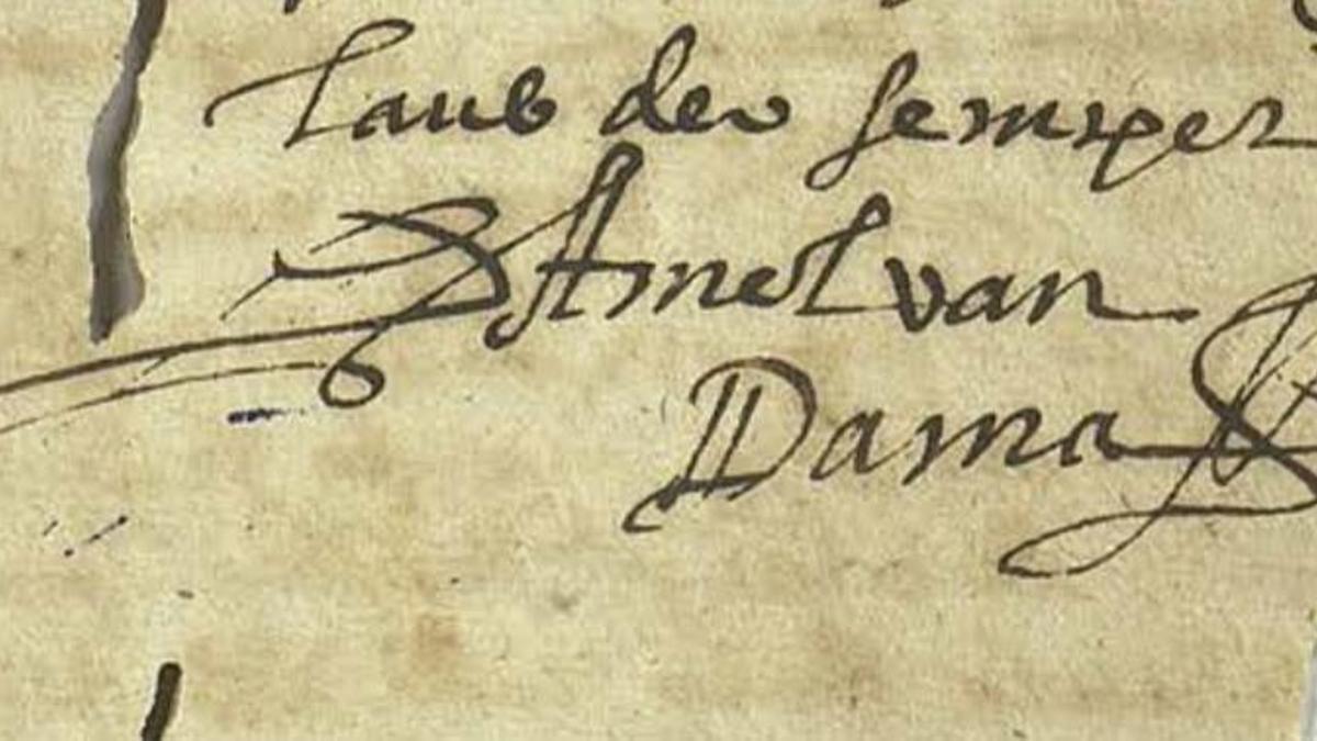 Firma de Daniel Van Dama en su testamento.
