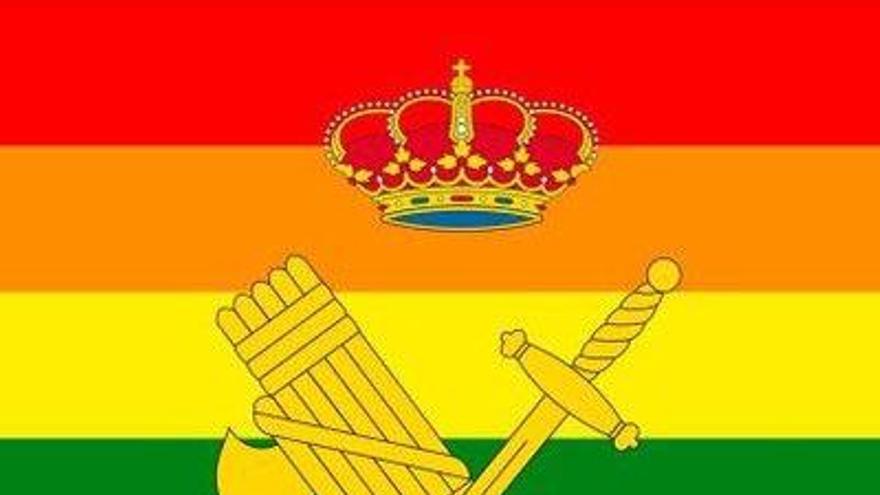 Bandera LGTBI+ puesta por la Guardia Civil en su cuenta de Twitter.