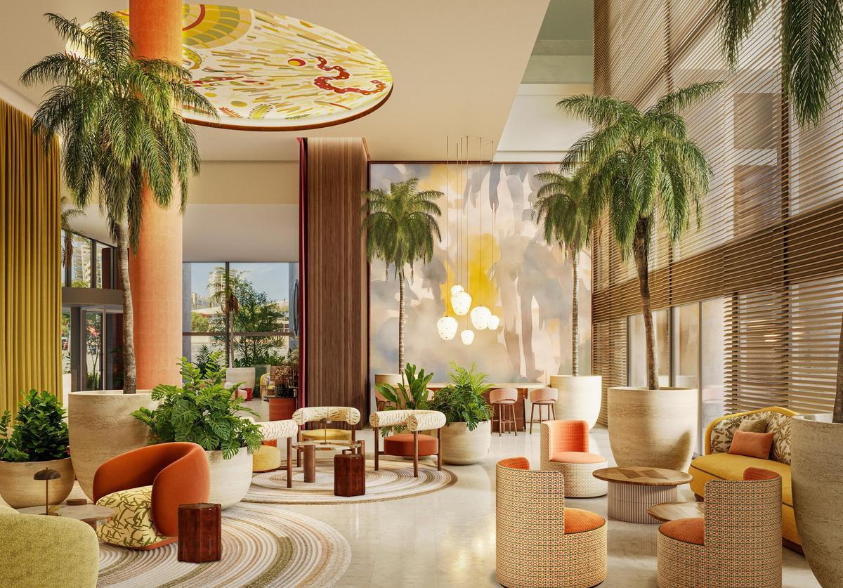 Futuro vestíbulo del Hilton Diagonal Mar, en Barcelona.