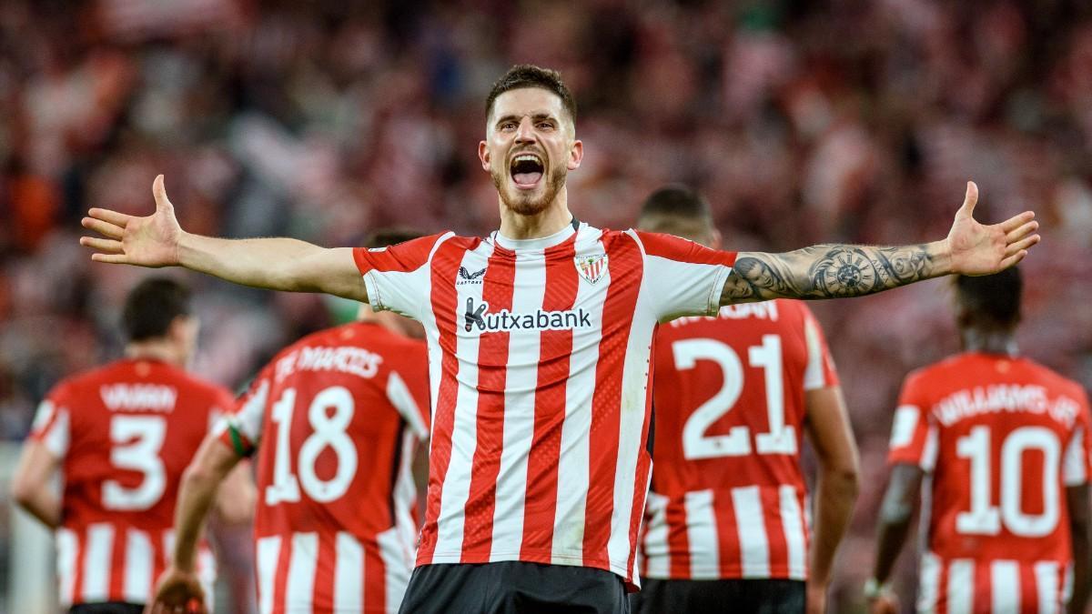 Sancet celebra el 1-0 tras anotar un penalti cometido sobre Maroan