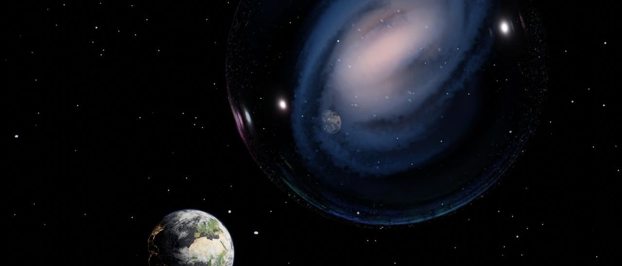 Representación artística de la galaxia espiral barrada ceers-2112, descubierta por el James Webb.