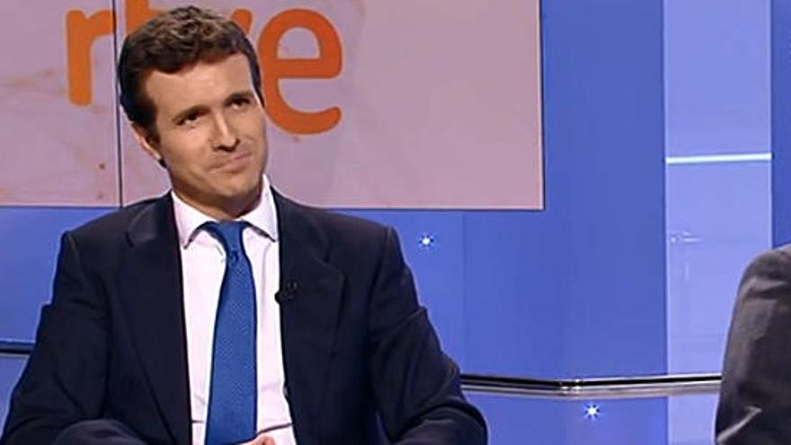 Pablo Casado, durante su entrevista en TVE.