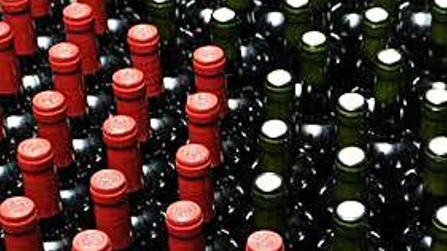 Producción de botellas de vino.