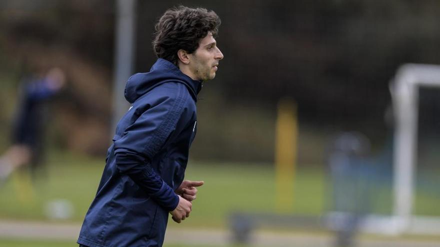 Fabbrini durante un entrenamiento del Oviedo