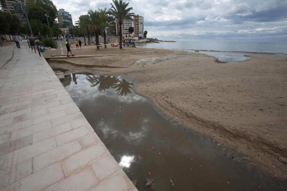 Daños en la playa de la Albufereta