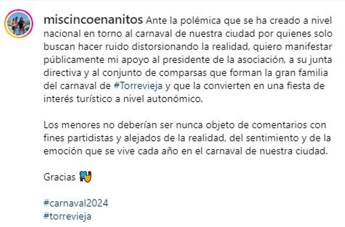 Mensaje en redes sociales de Victoria Navarro, concejal de Vox