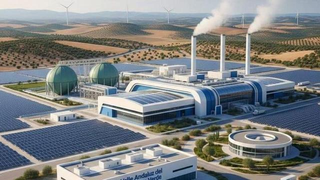 Recreación de una de las instalaciones del Valle Andaluz de Hidrógeno Verde, complejo que proyecta Moeve. | ‘activos’