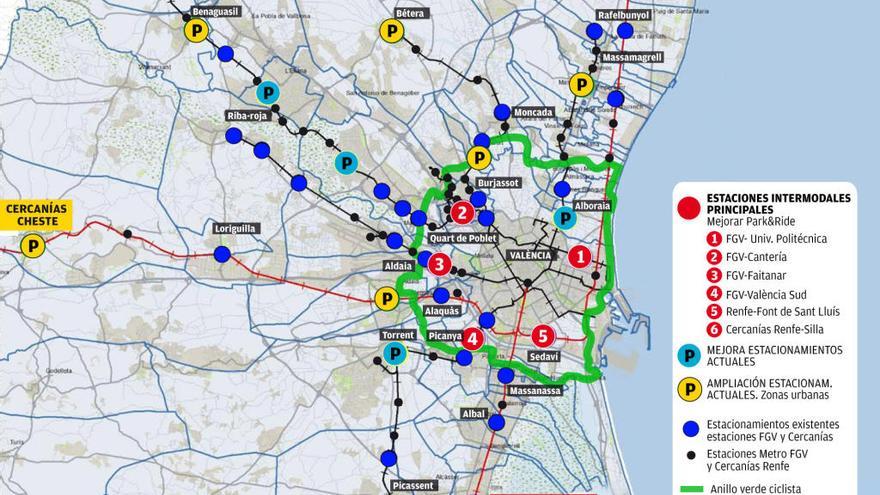 La periferia de València contará con seis aparcamientos disuasorios