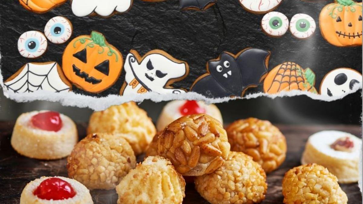 Galletas de Halloween y panellets y otros dulces más típicos.