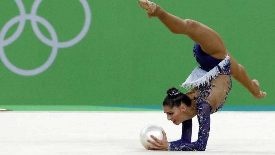 Carolina Rodríguez, en el ejercicio de pelota.