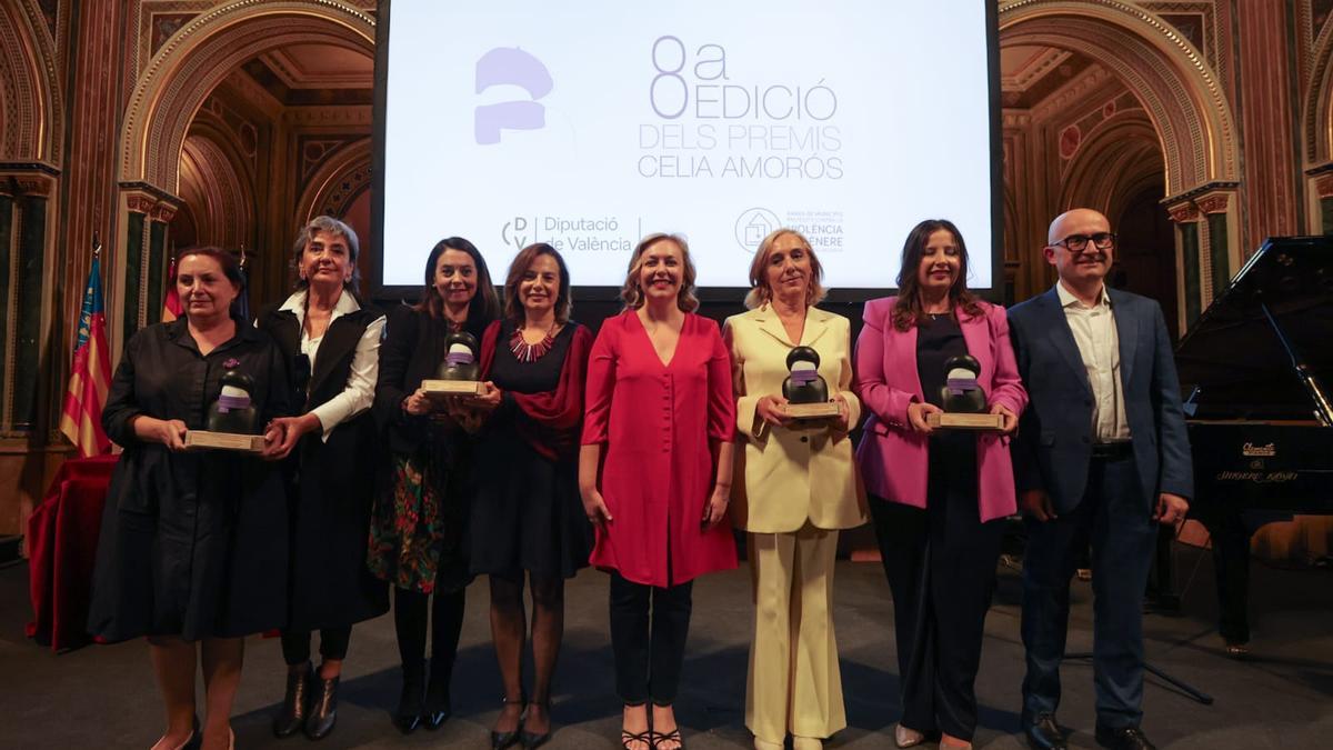 Las premiadas en la octava edición de los premios Celia Amorós, esta tarde