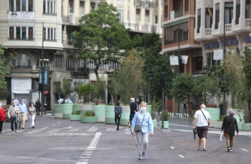 Primer fin de semana desde la peatonalización completa de la Plaza del Ayuntamiento.