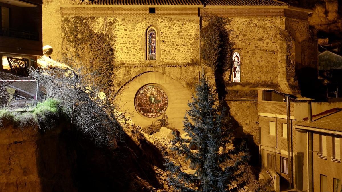 Una imagen de la iglesia de Viguera tras el derrumbe.