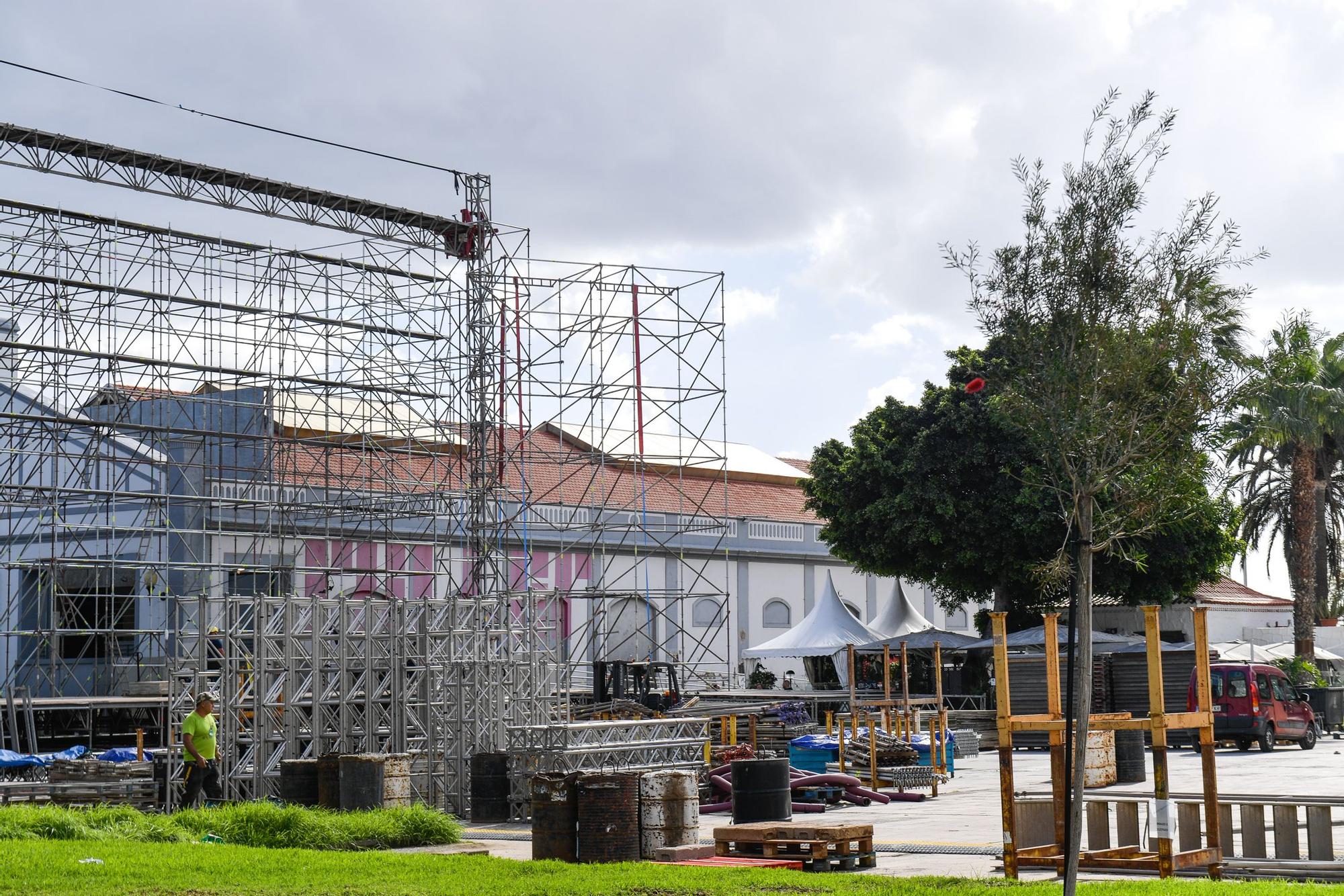 Montaje del escenario del Carnaval de Las Palmas de Gran Canaria 2023