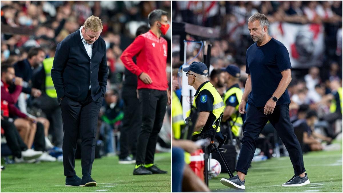 Ronald Koeman y Hansi Flick en el Estadio de Vallecas