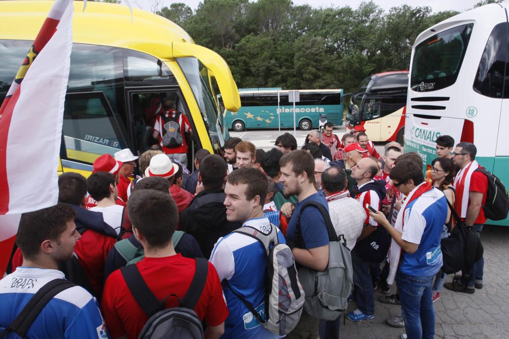 Sortida dels aficionats del Girona cap a Pamplona