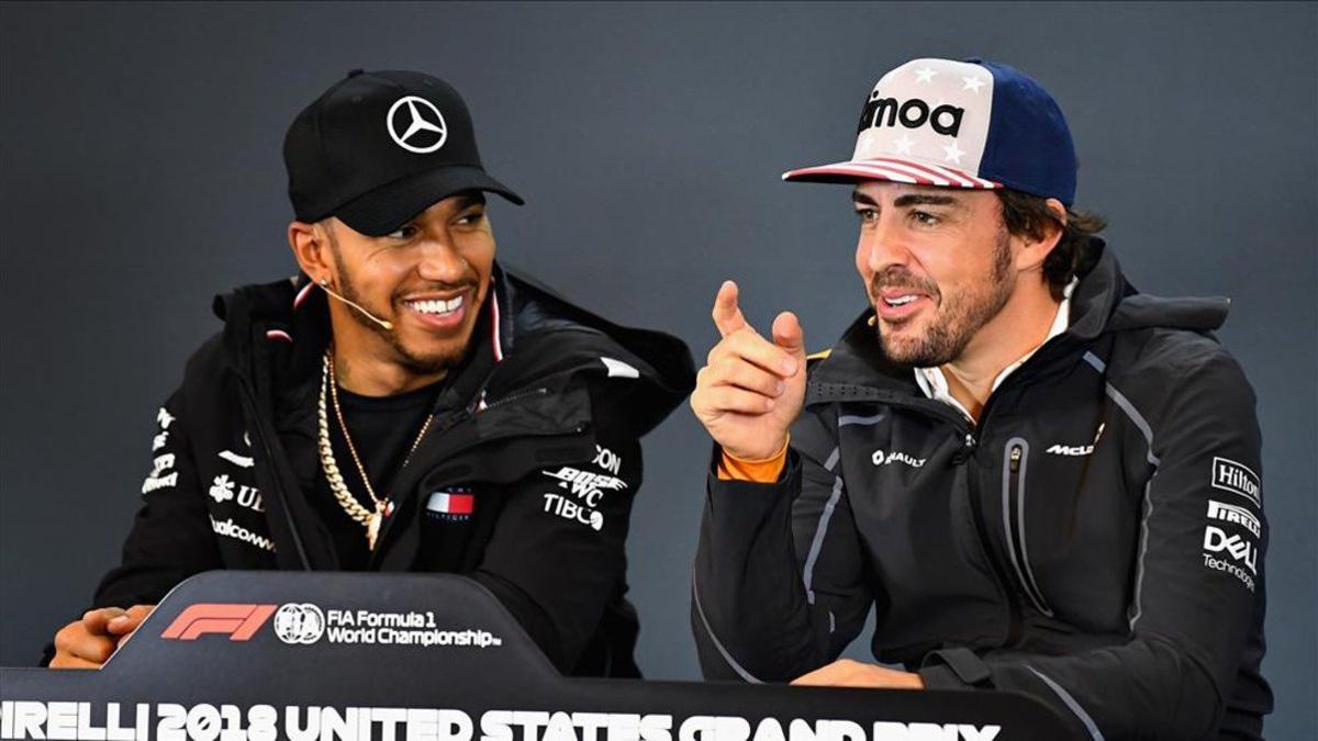 Hamilton, en rueda de prensa con Alonso