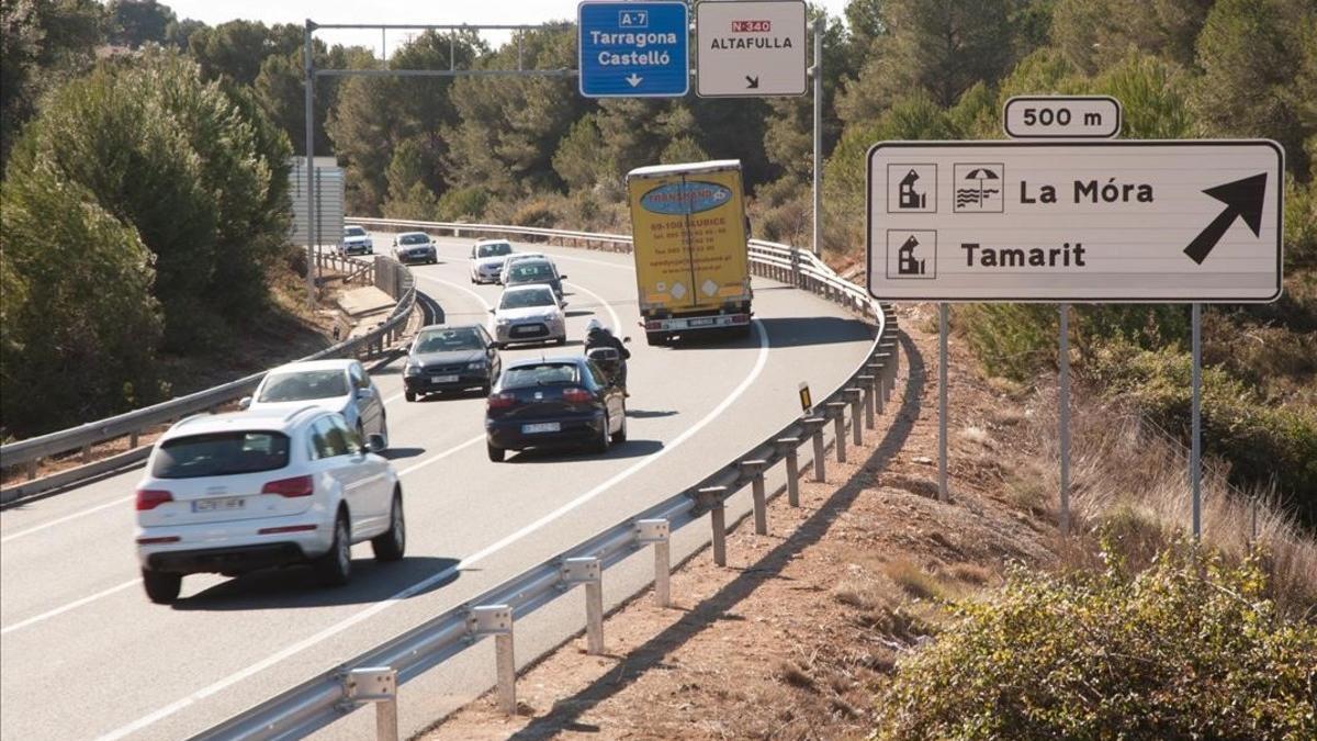 La carretera N-340 a la altura de Altafulla