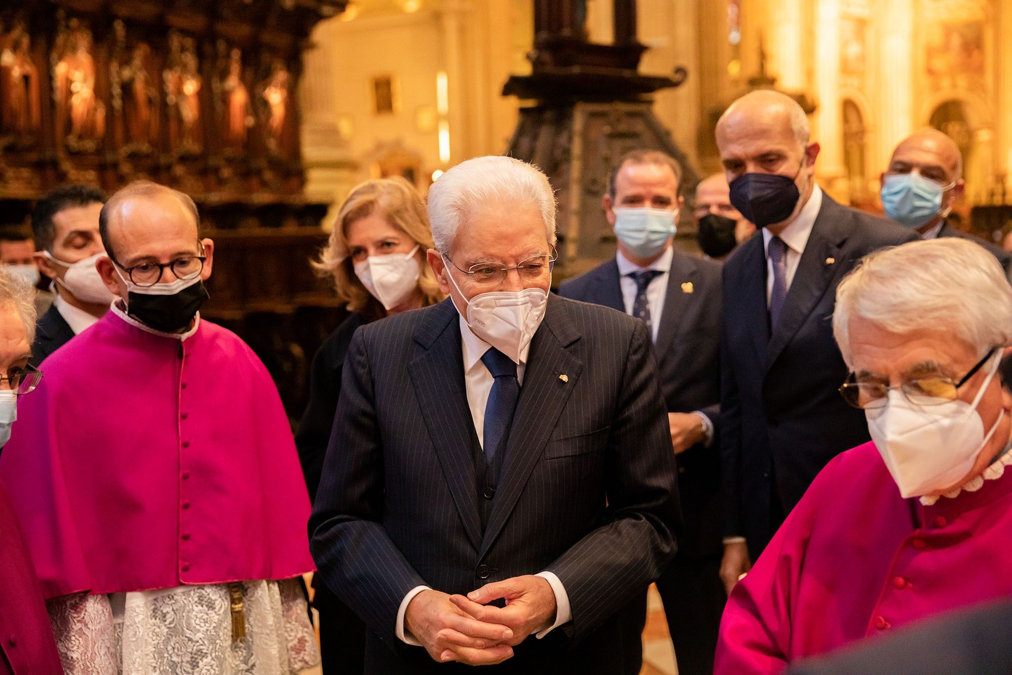 El presidente de Italia, Sergio Mattarella, aprovecha su estancia en Málaga y visita 'El Verbo Encarnado'