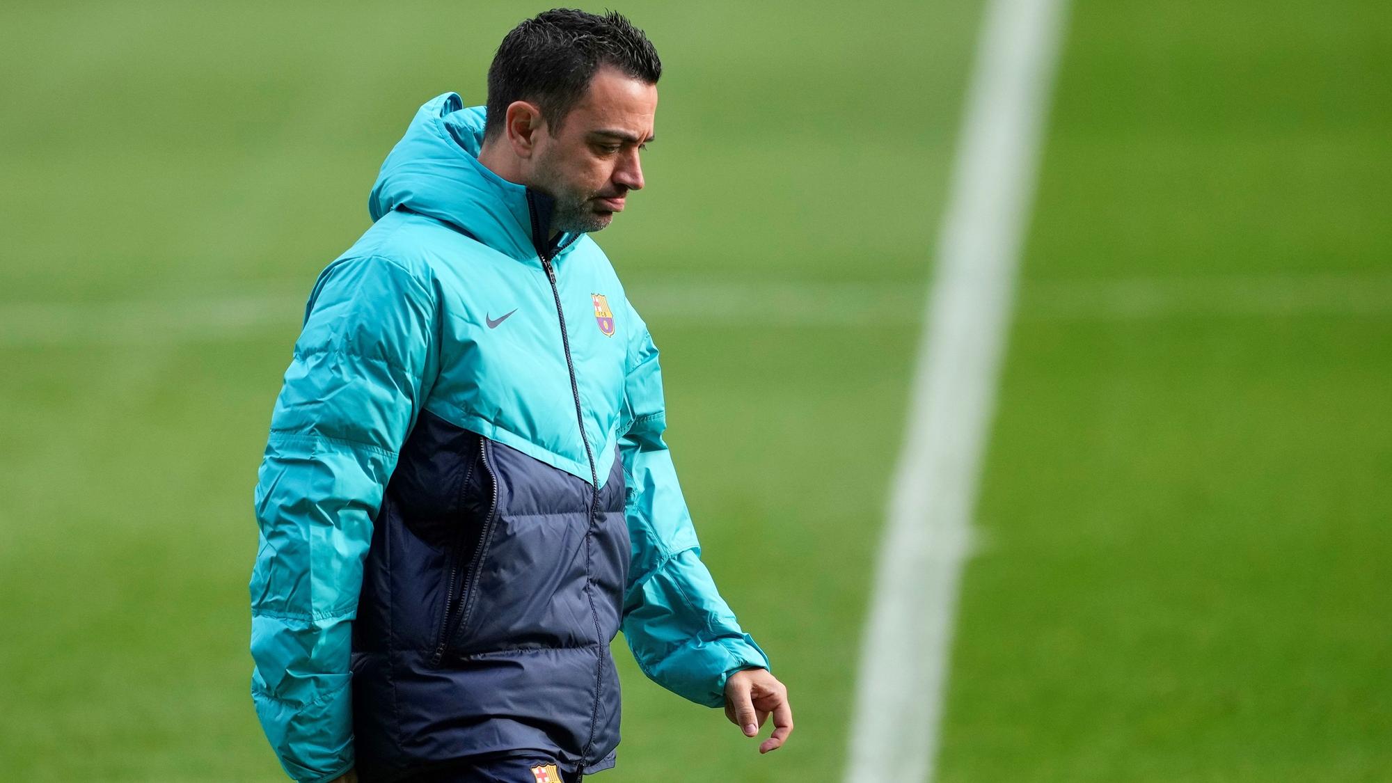 Xavi, en el entrenamiento que el Barça realizó a puertas abiertas en el Camp Nou.