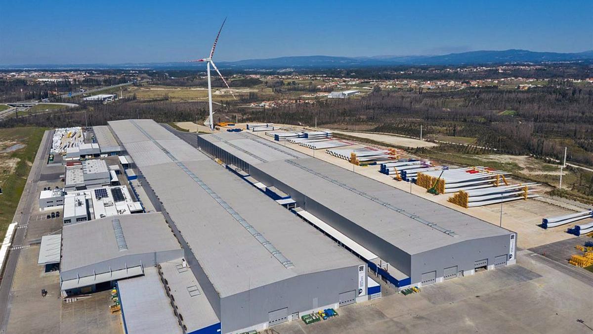 Vista aérea de la fábrica de palas eólicas Ria Blades, en Vagos (Aveiro, Portugal), que Siemens Gamesa adquirió en 2020. |   // EUROPA PRESS