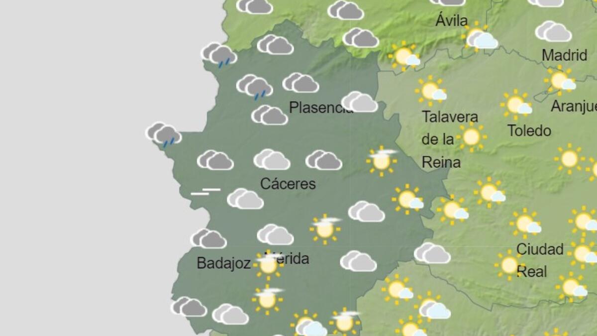 Previsión de lluvia en el norte de Extremadura.