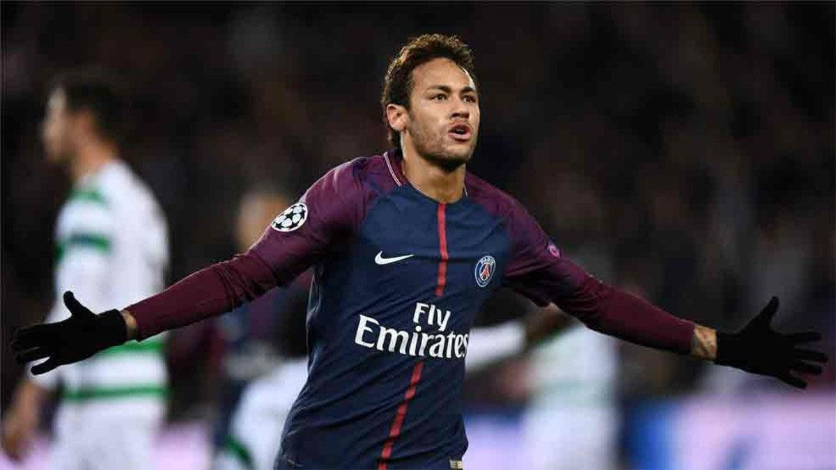 Neymar celebrando un gol con la camiseta del PSG