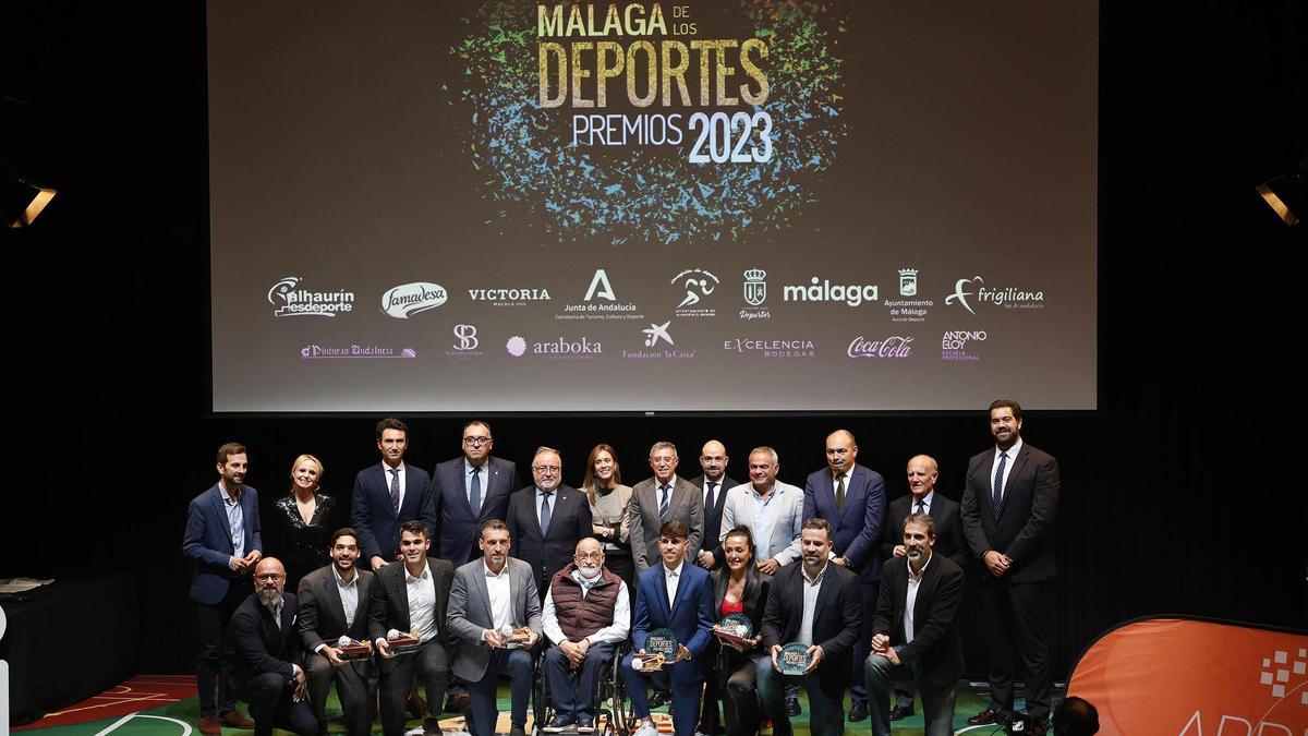 Imagen de los galardonados en los Premios Málaga de los Deportes 2023.