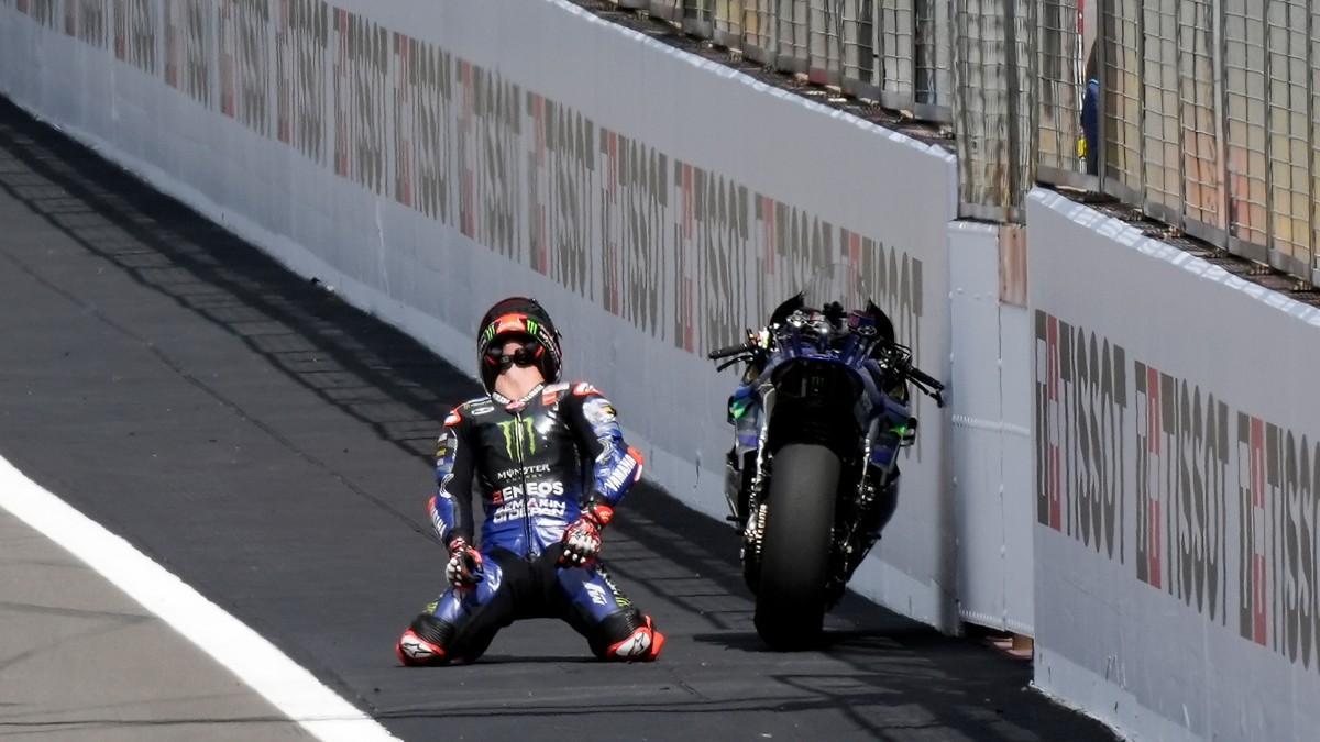 Quartararo, desolado tras quedar fuera del GP del Reino Unido