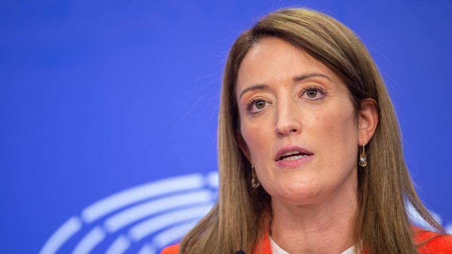 L&#039;eurodiputada del Partit Nacionalista de Malta Roberta Metsola durant una roda de premsa al Parlament Europeu