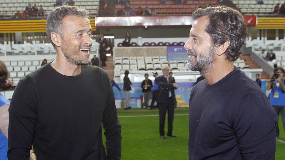 Luis Enrique Martínez y Quique Sánchez Flores en la final de la Supercopa de Catalunya