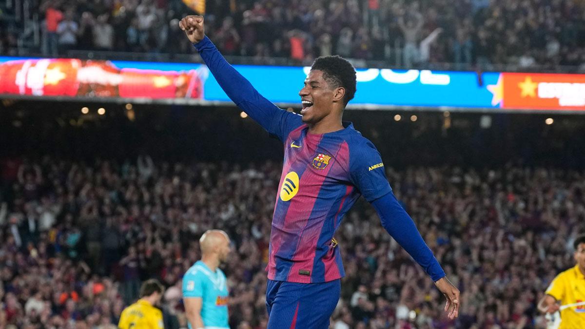 Rashford celebra su gol contra el RCD Espanyol