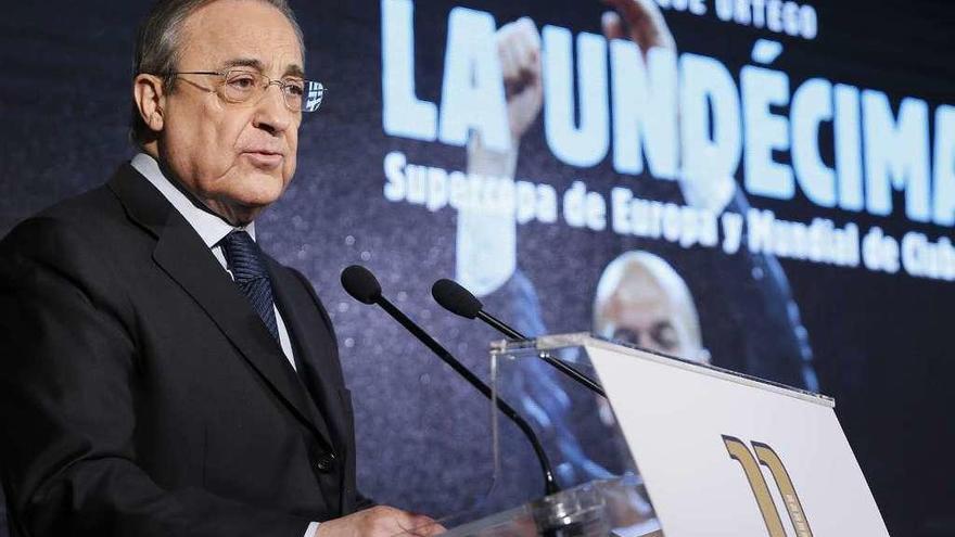 Florentino Pérez, ayer durante la presentación de un libro sobre la Undécima.